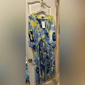 Angie Blue and Yellow Tie-Dye Swim Coverup